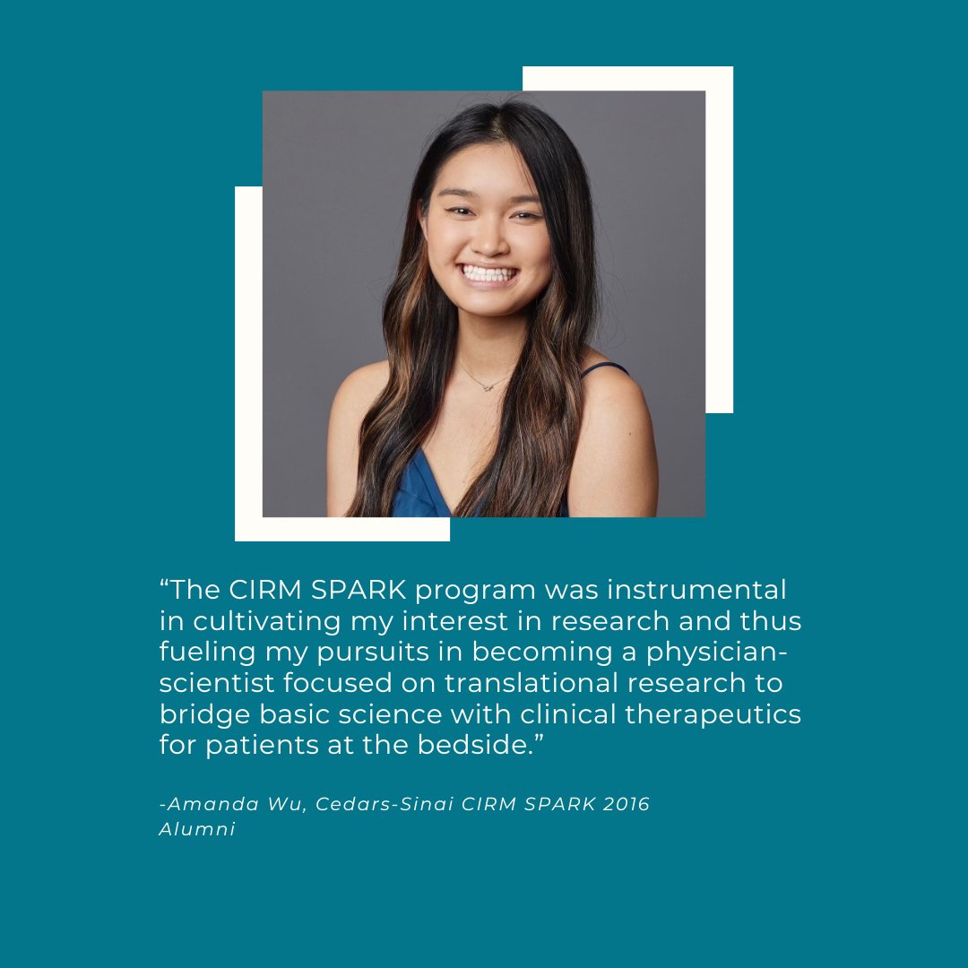 Where Are They Now? @CIRMnews SPARK (high school) alumnus Amanda Wu graduated from @UCLA in 2021 and is now an MD/PhD student in the @KPMed program with @Caltech!