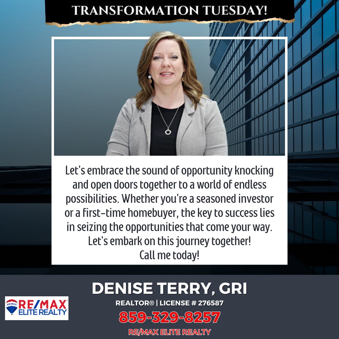 🏡🔑 Embrace opportunity! Whether you're a seasoned investor or a first-time homebuyer, let's seize the possibilities together. #TransformationTuesday #RealEstate #NoHiddenFees #HiddenFREES #REMax #REMaxEliteRealty #Bluegrassrealtors #playingtowin @vaughtsviews