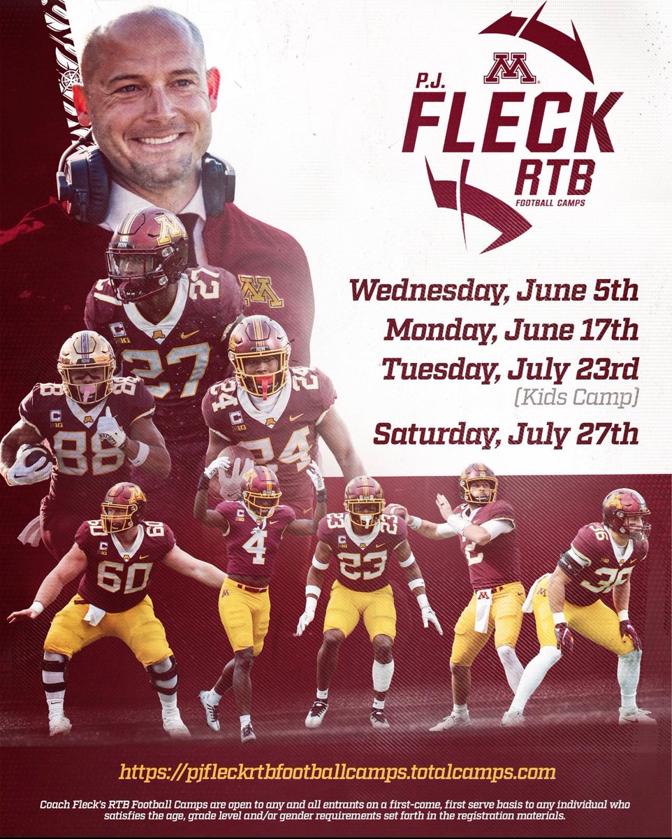 Row with us This Summer and get DEVELOPED. Compete Compete Compete! #RTB #EarnIt pjfleckrtbfootballcamps.totalcamps.com