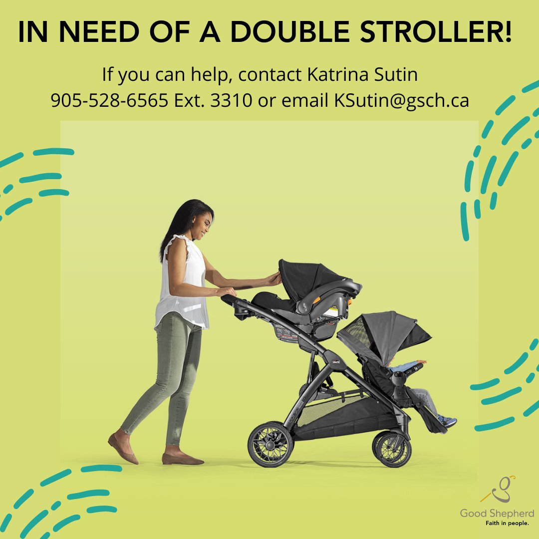 The Family Centre is looking for a double stroller, suitable for an infant and toddler, for a family going through a challenging time. If you are able to help, please contact Katrina at KSutin@gsch.ca or call 905-528-6565 Ext. 3310.