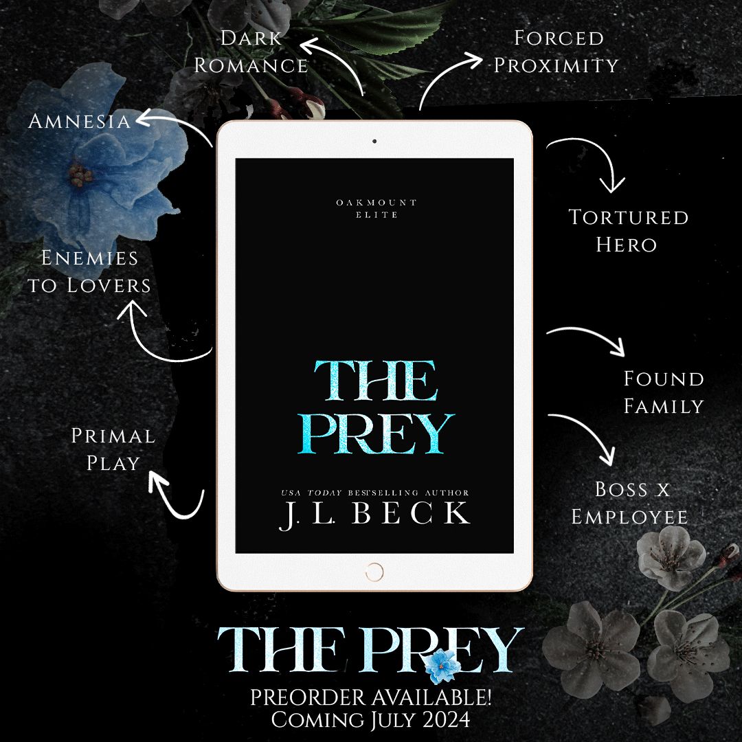 Get ready for the tropes reveal of The Prey by JL Beck, coming July 12th! What to expect: Forced Proximity Tortured Hero Boss x Employee Enemies to Lovers Primal Play Who Hurt You? Dark Romance Found Family Amnesia Preorder Today! amzn.to/44ykXYO