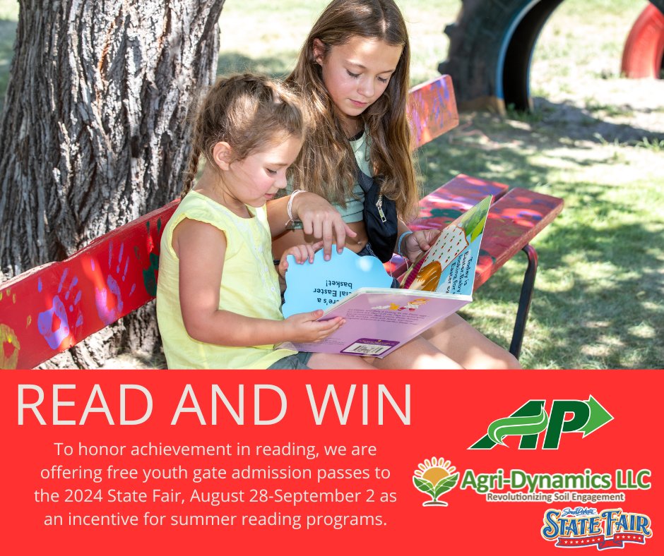 Free 2024 State Fair youth admission passes are now available for the Read & Win program. The program encourages summer reading as an incentive to children of all ages across the state to earn free admission to the fair! Find registration info here ---> tinyurl.com/25bzmnnr
