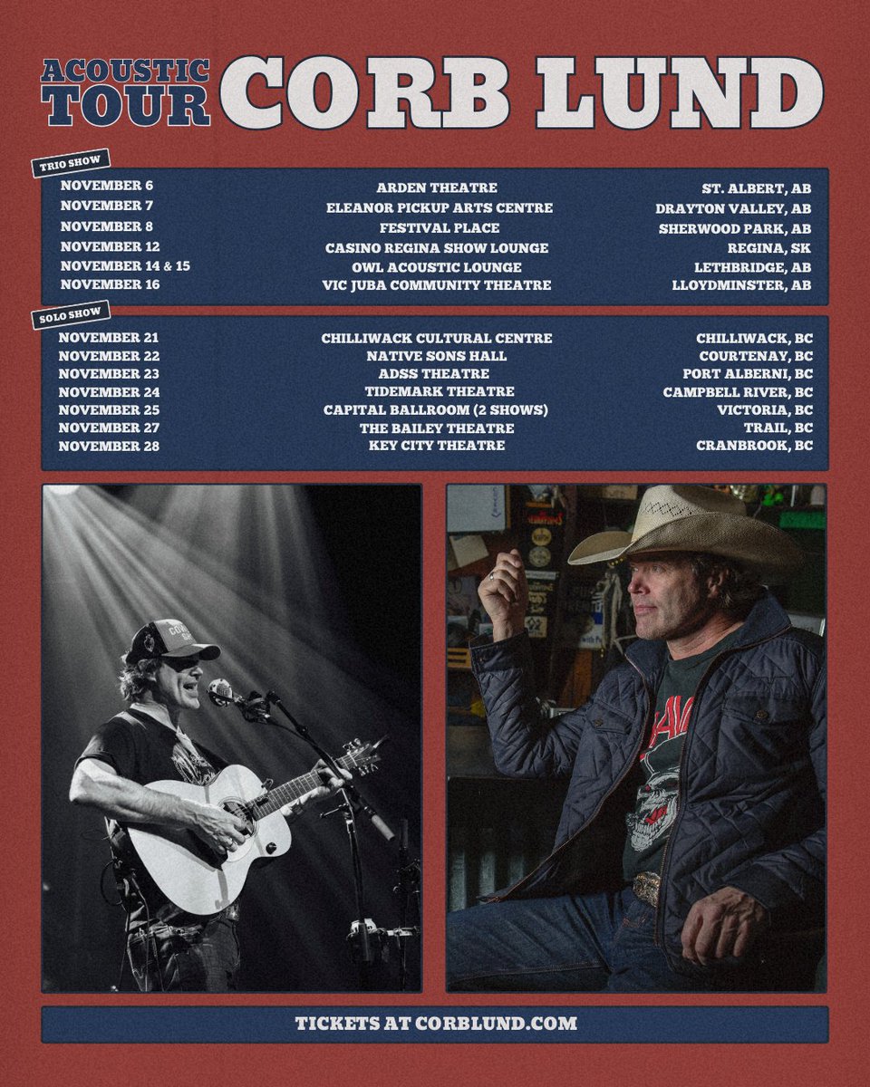 Doing some fun shows this fall. I’ll be in AB and SK with Sean Burns and Grant Siemens for some acoustic trio shows. Then BC for some solo acoustic shows. Pre-sale starts May 8th, at 10AM local. Use the code: CARDPLAYERS to secure your tickets. See ya out there… #AcousticTour