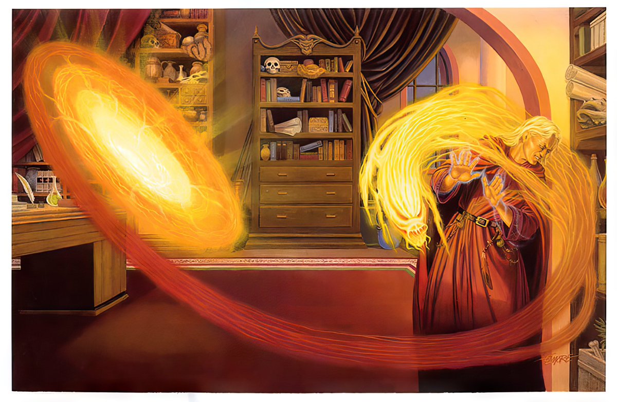 From the brush of Larry Elmore… 

“Raistlin and Magic”

Damn he’s good…

#Dragonlance