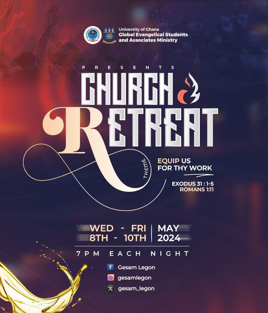 gesam_legon's tweet photo. Are you ready to be EQUIPPED?😍🔥🔥

Join us for a powerful 3-day Church Retreat themed: "Equip Us for Thy Work" (Exodus 31:1-5, Romans 1:11)  

This promises to be an experience that will ignite your spirit. 🔥

#ReviveMe
#ChurchRetreat

 📲Kindly Share https://t.co/VDrzned5By