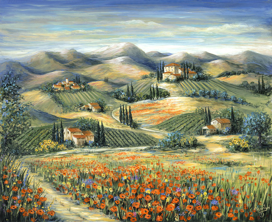 Tuscan Villa and Poppies, by Marilyn Dunlap.