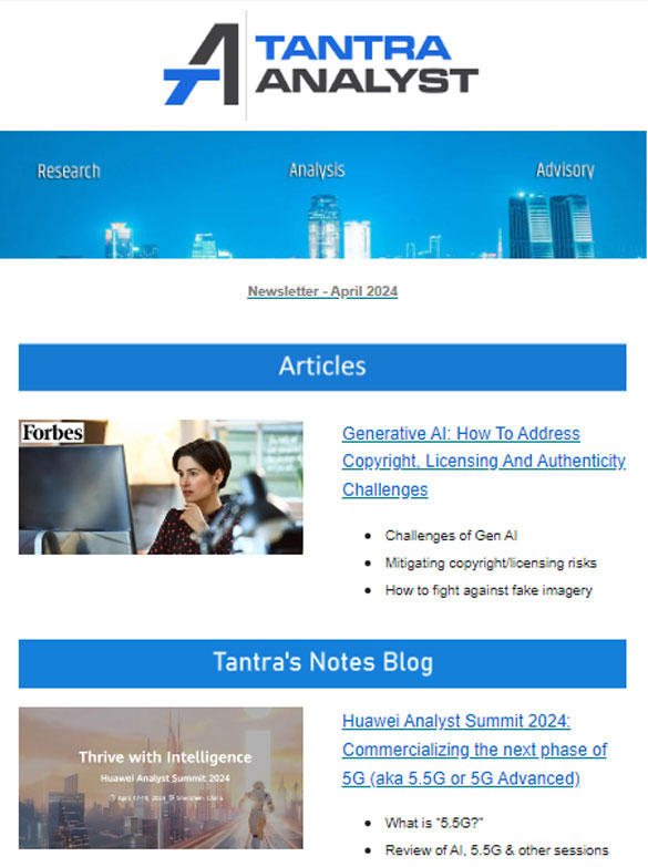 Our April, 2024 #newsletter is out:

bit.ly/ta-newsletters 

Covers #TantrasMantra #podcast on @AdobeSummit 2024 , #TantraNotes #blog on
@Huawei Analyst Summit 2024, upcoming events about #5GSA, @LexisNexis #AI #Standards leadership, #SensorsConverge24 & more..

@MyTechMusings