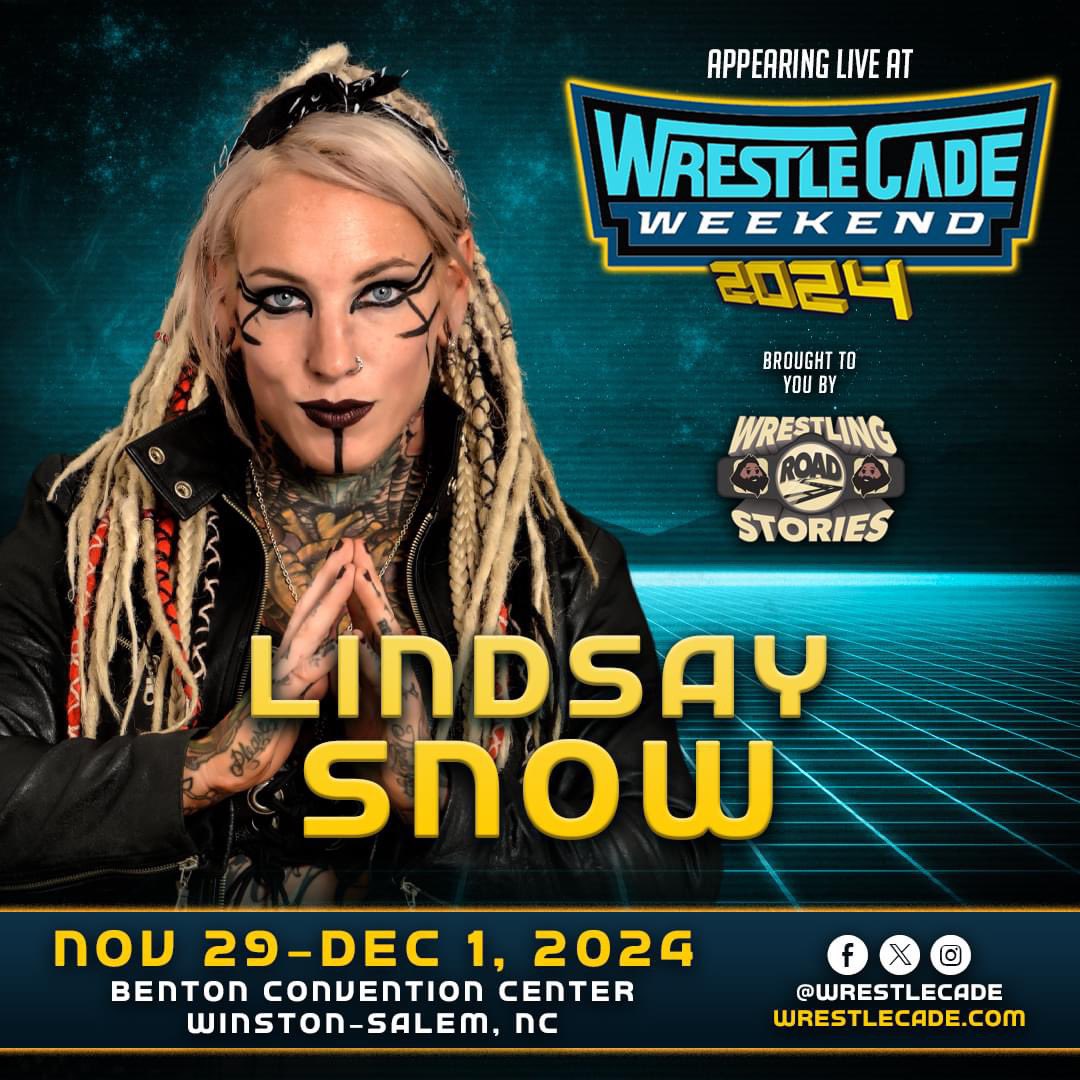 🚨 #WrestleCade Weekend returns with Lindsay Snow. Brought to you by our friends at Wrestling Road Stories Benton Convention Center Winston-Salem, NC Nov 29-30 & Dec 1 🎟 at wrestlecade.com/tickets