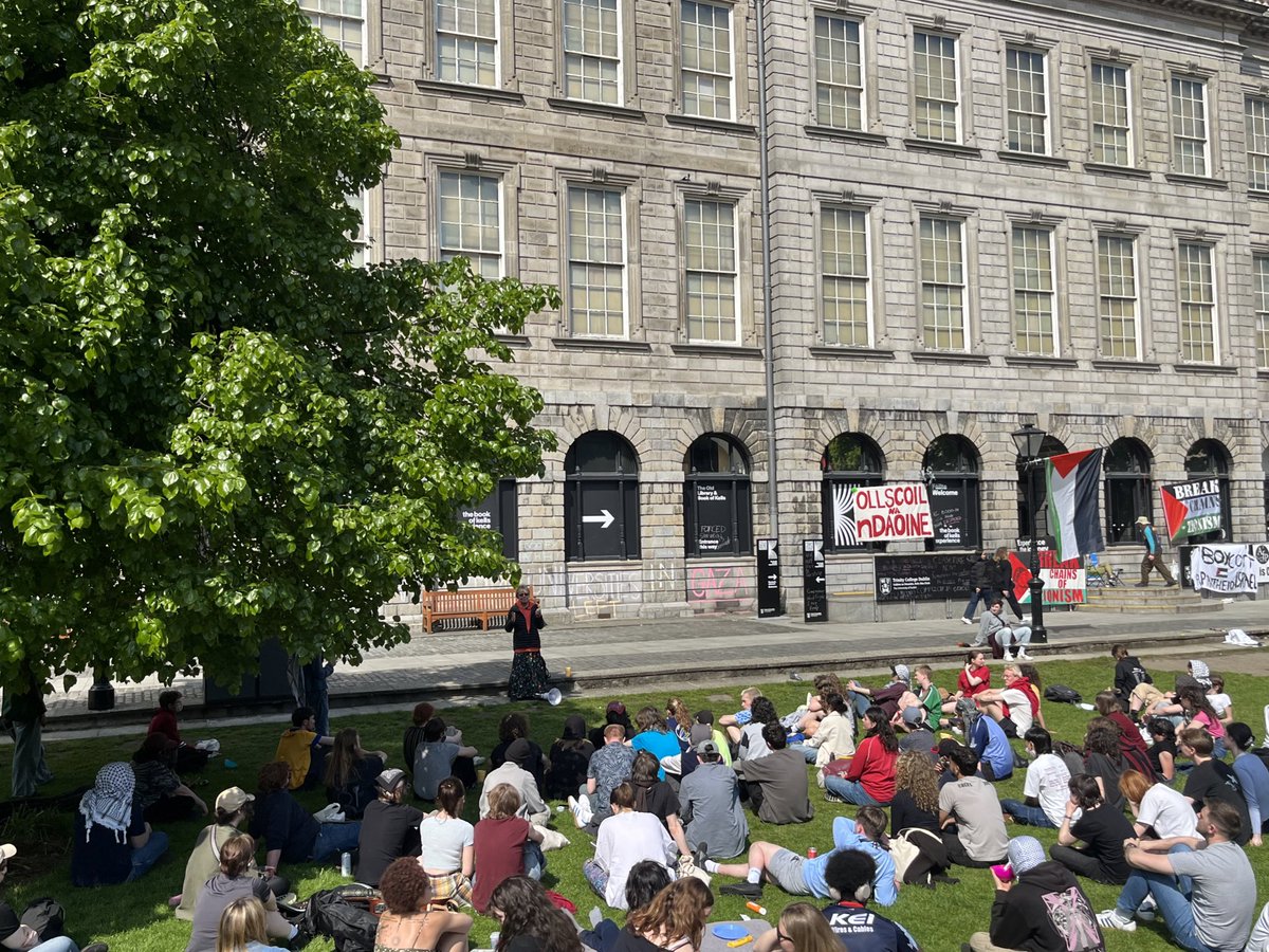 At #TrinityBDS encampment, I spoke of my reflections from a life of activism within universities and on the streets. I emphasised questioning everything, thinking systemically, developing a coherent world view. Then they sang “Solidarity Forever”. #tcdsu