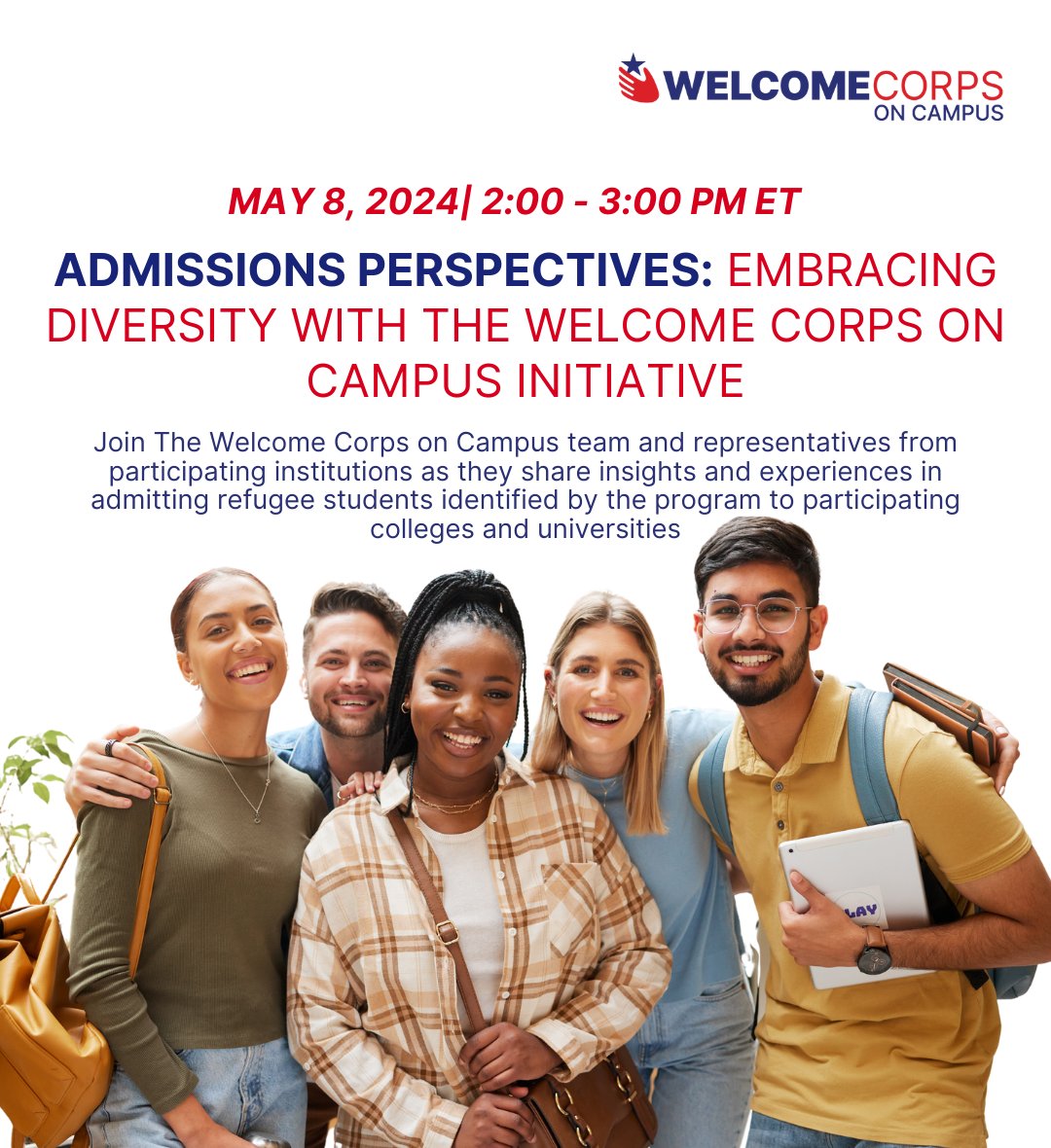 Tomorrow, Wednesday, May 8, at 2 p.m. ET: Learn about how Welcome Corps colleges and universities place refugee students to their campuses from the perspective of admissions offices. Register now: aacrao.org/events-trainin…