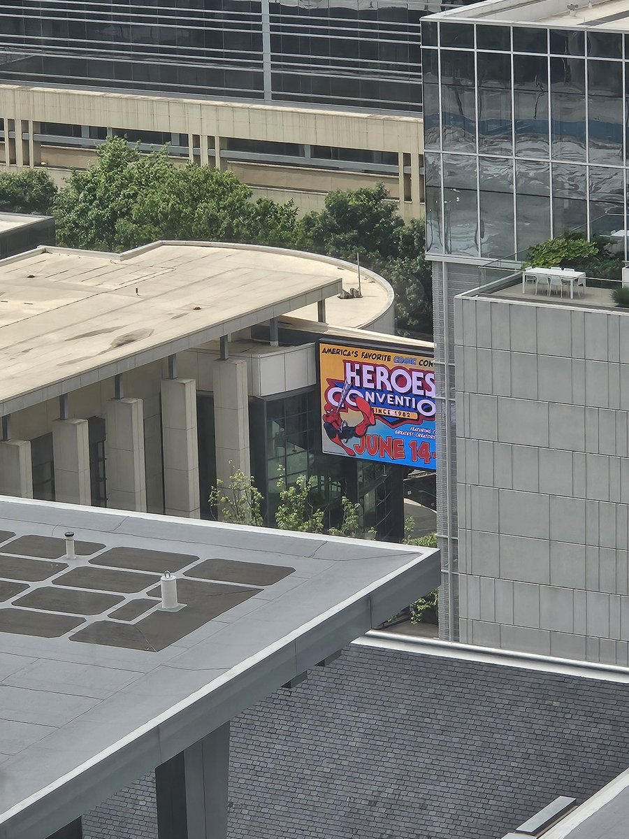 Got a glimpse of #HeroesCon on the Charlotte Convention Center marquee from my office space!