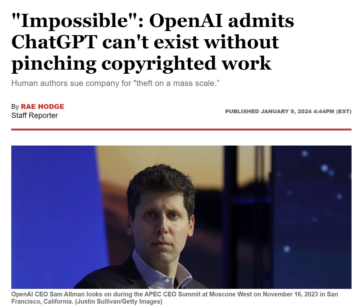 Instead of respecting creators' work from the start, they're putting the burden on creators to opt-out and hope that they respect it. Sam Altman himself says these systems wouldn't be possible without using copyrighted data, so who do you think this is REALLY helping? End🧵