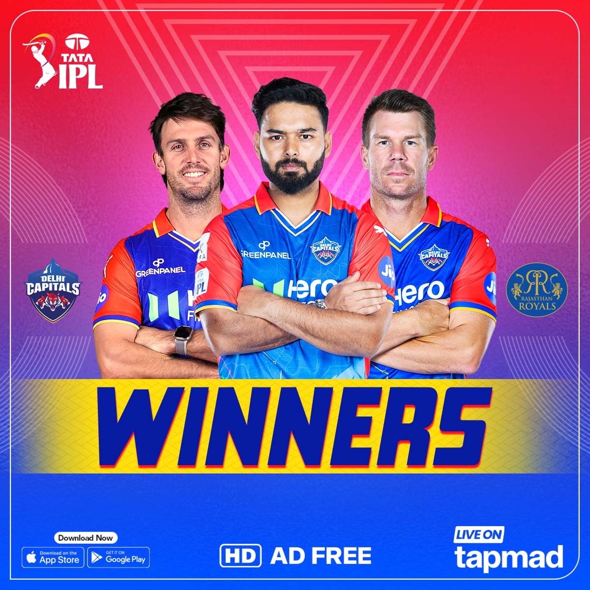 A crucial win for Delhi in the hunt for the playoffs! 🏏

And with that win, Delhi Capitals move to number 5⃣ on the Points Table.

#DCvsRR | #TATAIPL | #HojaoAdFree | #tapmad