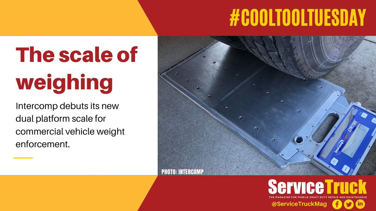 ServiceTruckMag's tweet image. It's #CoolToolTuesday with Intercomp.

The world's largest manufacturer of portable vehicle #weighing and measurement products, has released its new LTR788 Dual Platform Scale for direct measurement in a dual-tire configuration.

More on the new scale 🔻 
servicetruckmagazine.com/cool-tools/the…