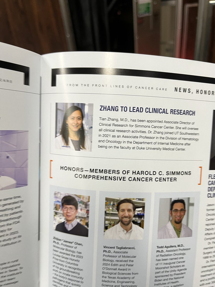 It’s long been official, but I just got the print announcement! ⁦@TiansterZhang⁩ to lead clinical research ⁦@utswcancer⁩!!