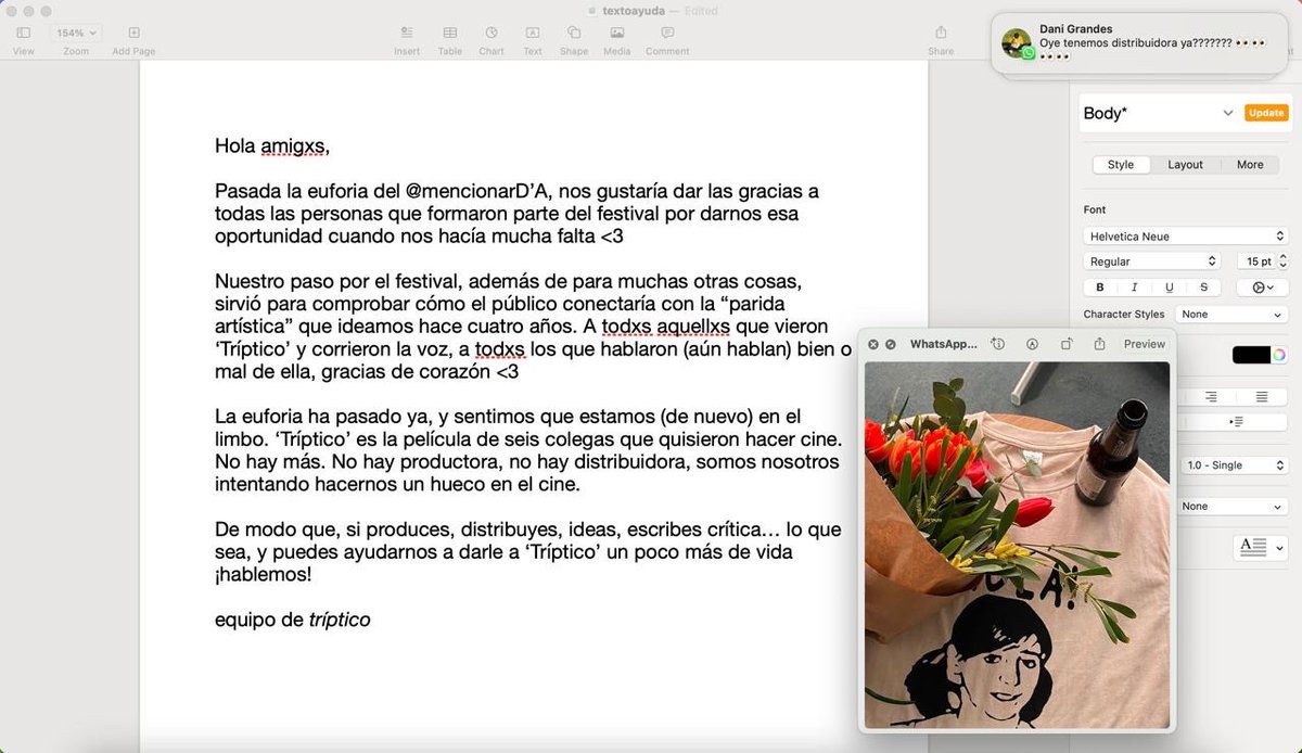 m_Nem0's tweet photo. Mensaje importante 👁️👁️ Tríptico ha salido adelante gracias al esfuerzo y cariño de 6 personas que han apostado siempre por su idea y todes les amigues que hemos hecho por el camino ❤️‍🩹❤️‍🩹 Os abrimos un poquito nuestro corazón, pq hay esfuerzos enormes detrás de cada pasito q damos https://t.co/rpgfIifZf3