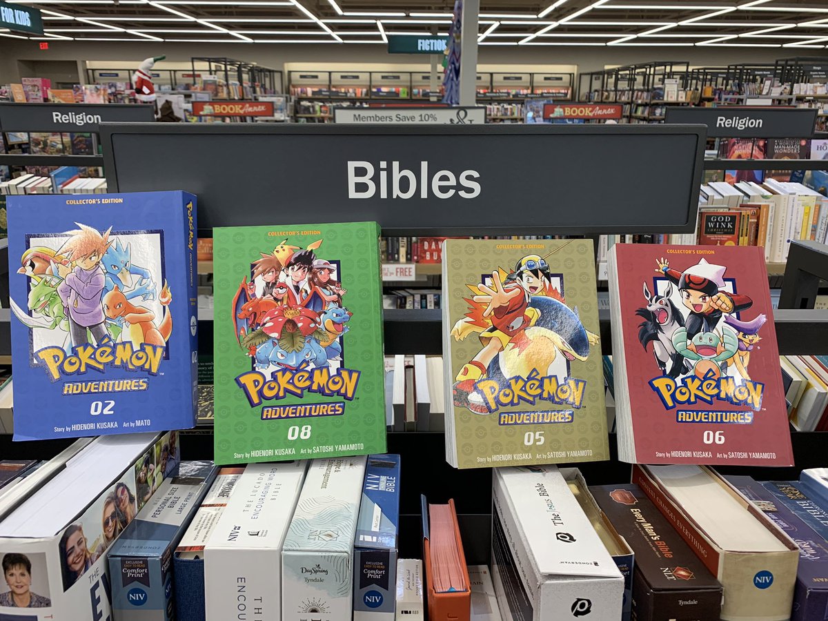 just got kicked out of barnes & noble for moving the Pokémon Adventures manga to the bible section