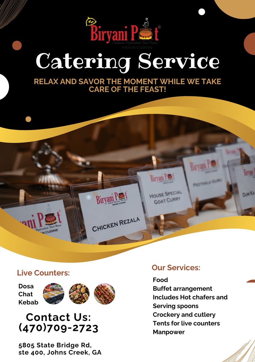 Delight Your Guests: Elevate Your Event with Our Exquisite Catering Services! Contact Us Today for a Memorable Experience. 📷📷 #CateringPerfection #EventPlanning #UnforgettableMoment #biryanipot