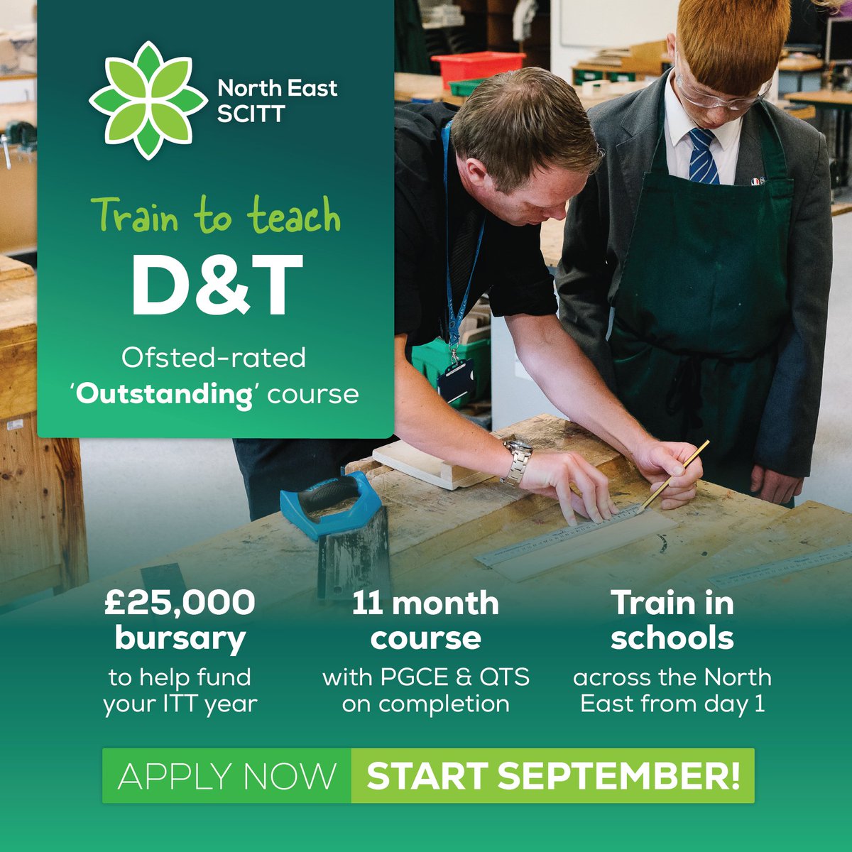 ⭐ We're recruiting ⭐ Design & technology teacher training places! 🔨🧵🍲 Interested? ✨ Spend a morning in school to see if teaching is for you! 🙌 Book your place: loom.ly/3KRIjGk #nejobs #northeastjobs #recruiting