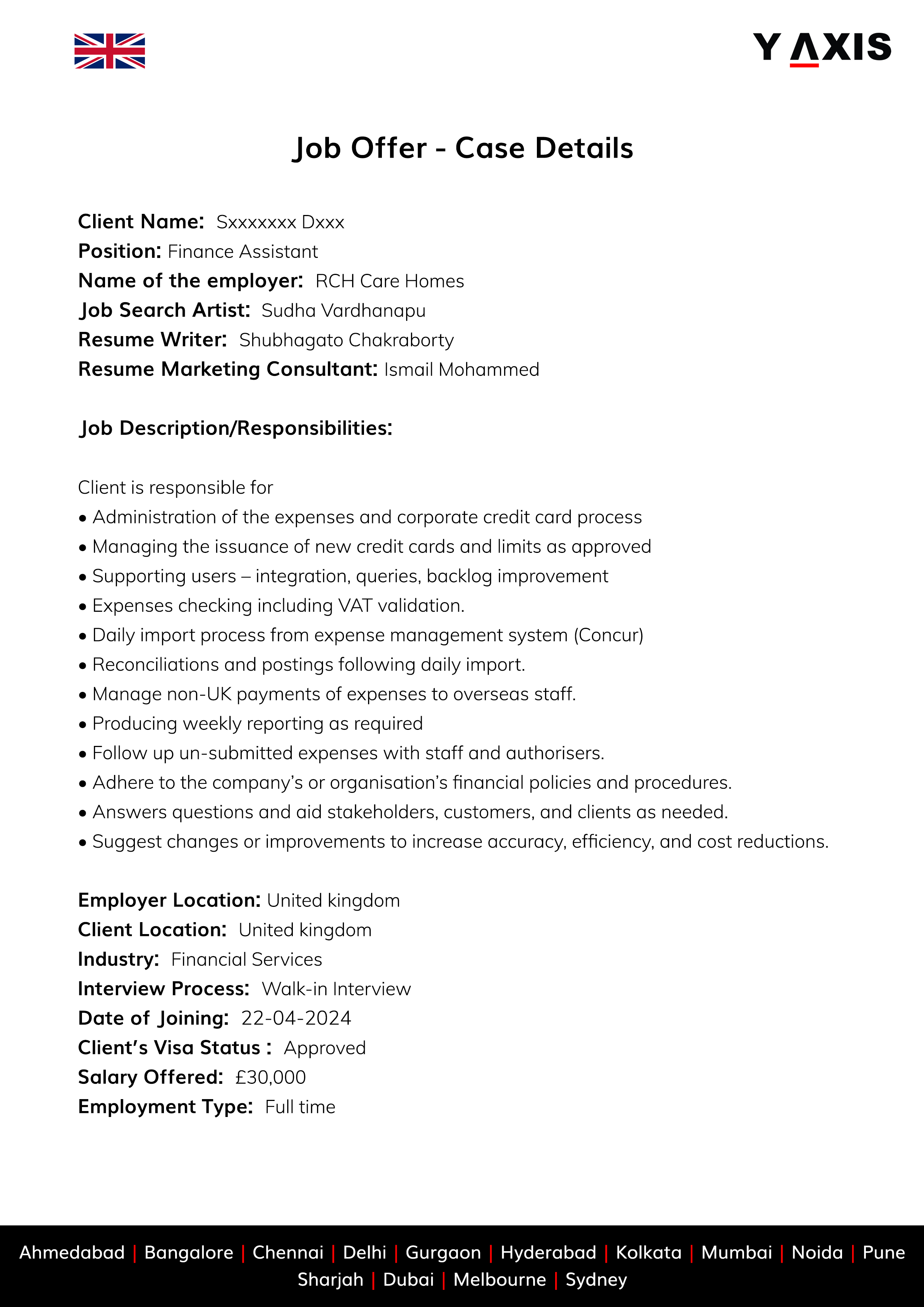 Y-Axis Overseas on X: &ldquo;Another #YAxisSuccessStory! This client 