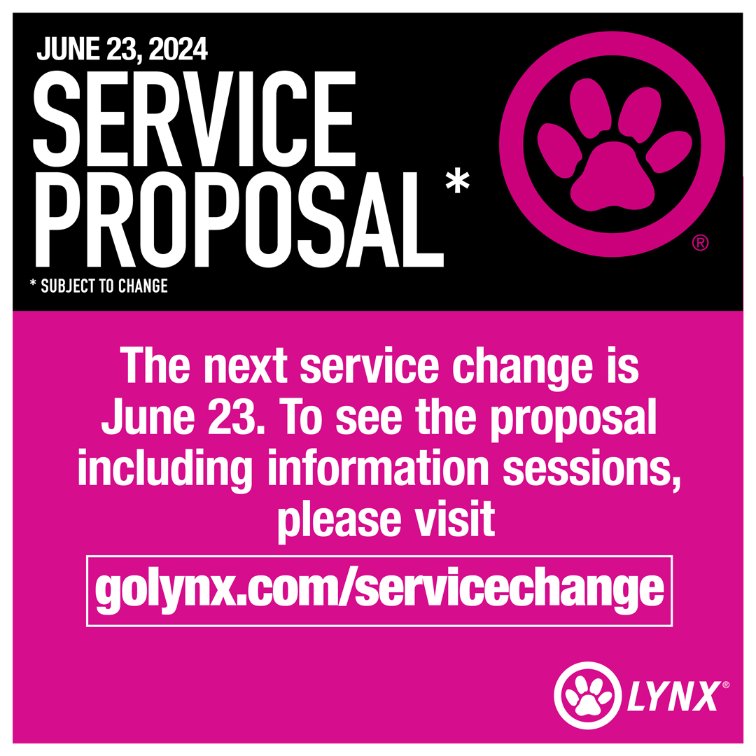 We have proposed making system-wide improvements on June 23, instead of the previously announced June 2 date, to align with the opening of the DeLand SunRail Station. Information sessions will be held to provide details and address inquiries. Learn more: golynx.com/servicechange