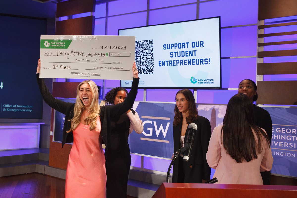 Congratulations to #GWSPH Student Brooke Moses GWSPH '26 won first place in the Consumer Goods & Services category on an interdisciplinary team (Everyactive, Adjust-A-Bra)! #gwpublichealth gwtoday.gwu.edu/budding-entrep…