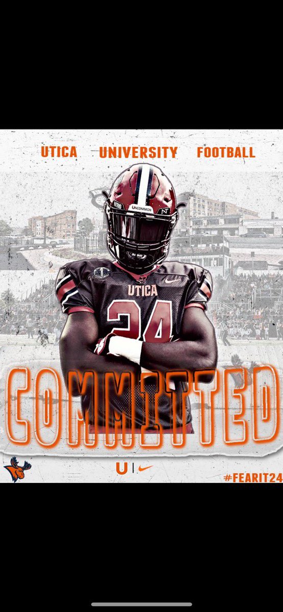 After talk with my parents and coaches I would like to announce my commitment to play football and run track at Utica University 🧡💙@CoachFaggiano @CoachLipani. I also would like to appreciate all the coaches that took their times recruiting me!