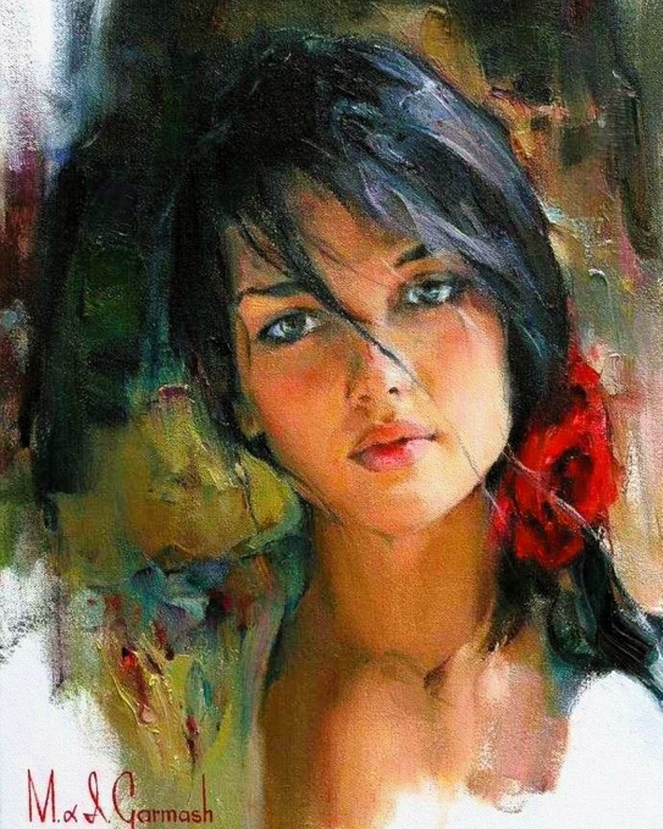 🌹💜🌹 'Loneliness is not being alone, it's being surrounded by people and feeling like no one understands you.' - - - - Mario Benedetti. 🪶💜 Mikhail & Inessa Garmash. (1969)🖌️🌹 Ukrainian Painter, Romantic Impressionist.