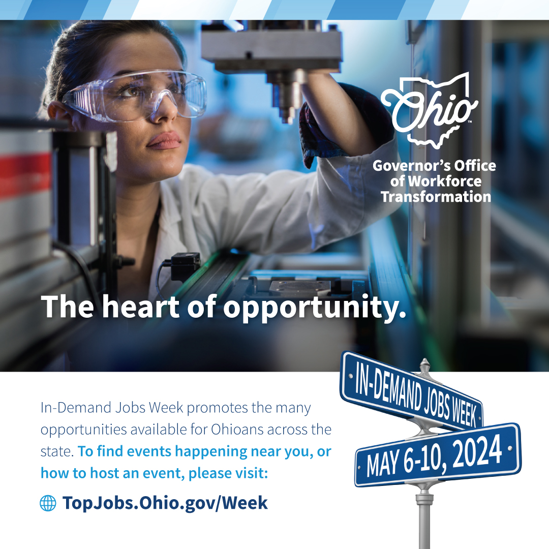 In-Demand Jobs Week is back! Join us May 6 – 10 to celebrate the jobs, industries, and skills that are in-demand in Ohio. Direct Support Professionals lead the Top Jobs List. Find a career opportunity near you: topjobs.ohio.gov/week #InDemandOhio @OhioOWT @LtGovHusted