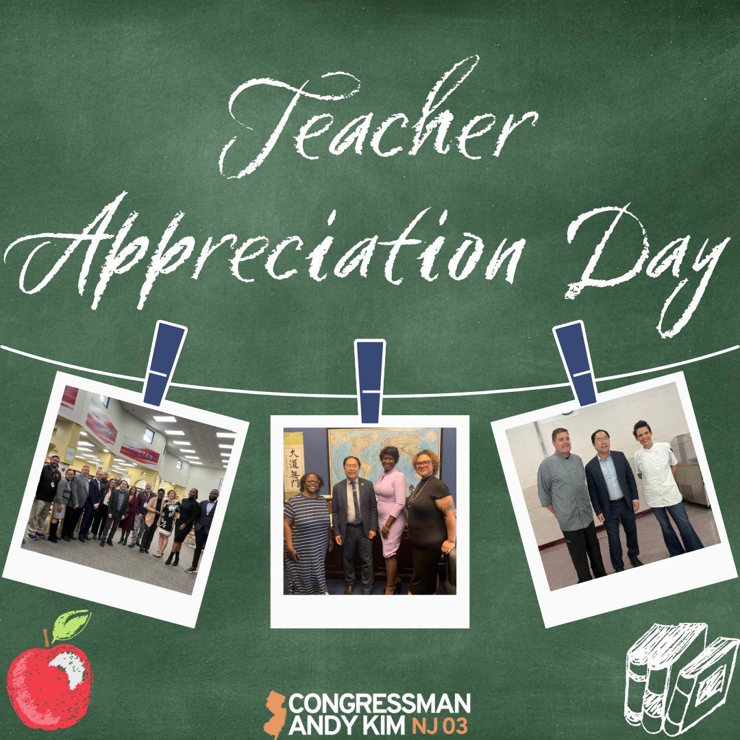 Happy Teacher Appreciation Day! Thank you to all of our teachers in NJ-03 and across the state, we appreciate all that you do and are committed to having your backs in Congress.🍎