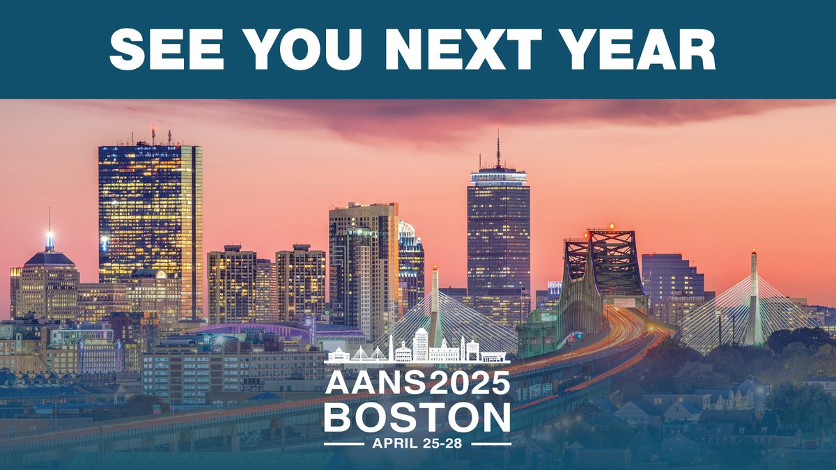 Thank you all for making #AANS2024 such a resounding success! We are already looking forward to seeing you all again in Boston for #AANS2025. Just 352 days until we are back together. #Neurosurgery