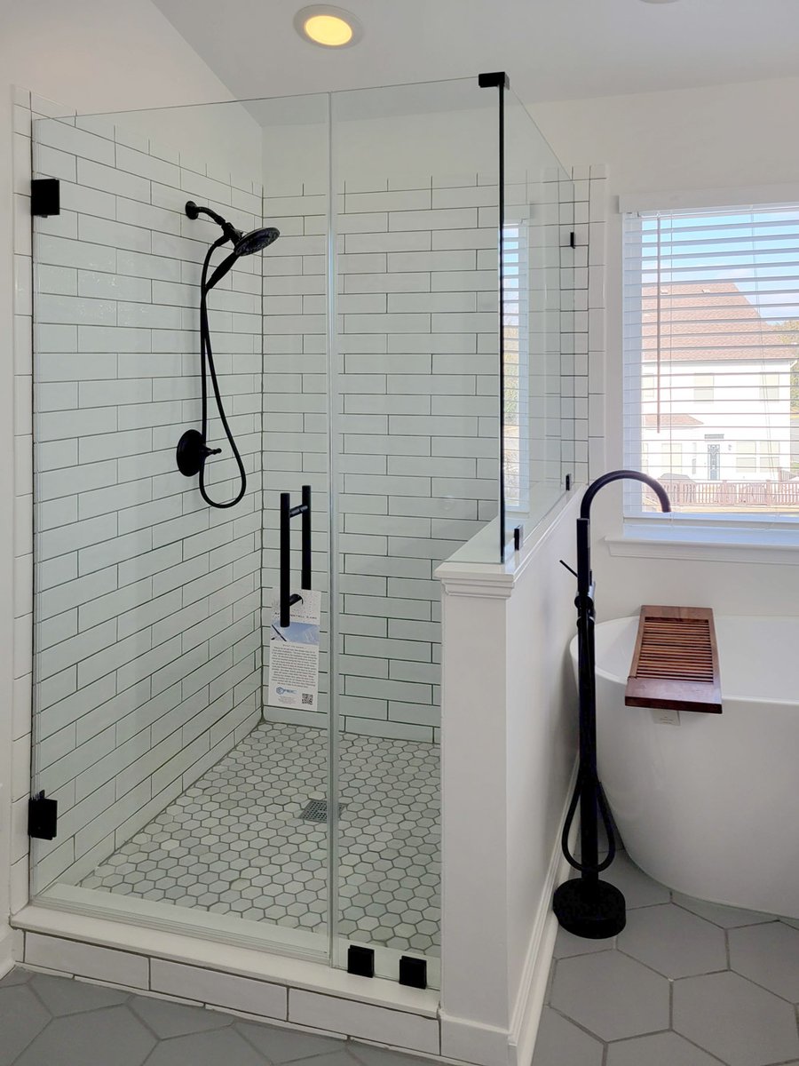 ABC Glass and Mirror offers custom glass products and services that will help to make your home more beautiful and functional. Take a look at some of our recent finished projects to see what we can do for you`703-257-7150! #cabinetglass #showerdoors #shelves #gymwallmirrors