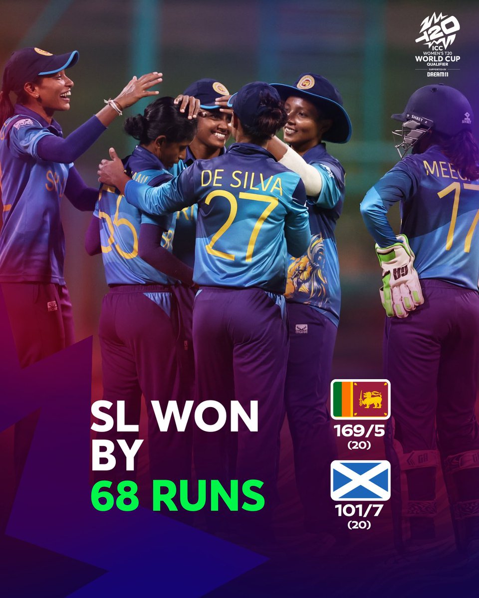 A stellar display from Sri Lanka as they win the ICC Women's #T20WorldCup Qualifier 2024 final against Scotland ⚡ #SCOvSL 📝: bit.ly/4b9ppj4