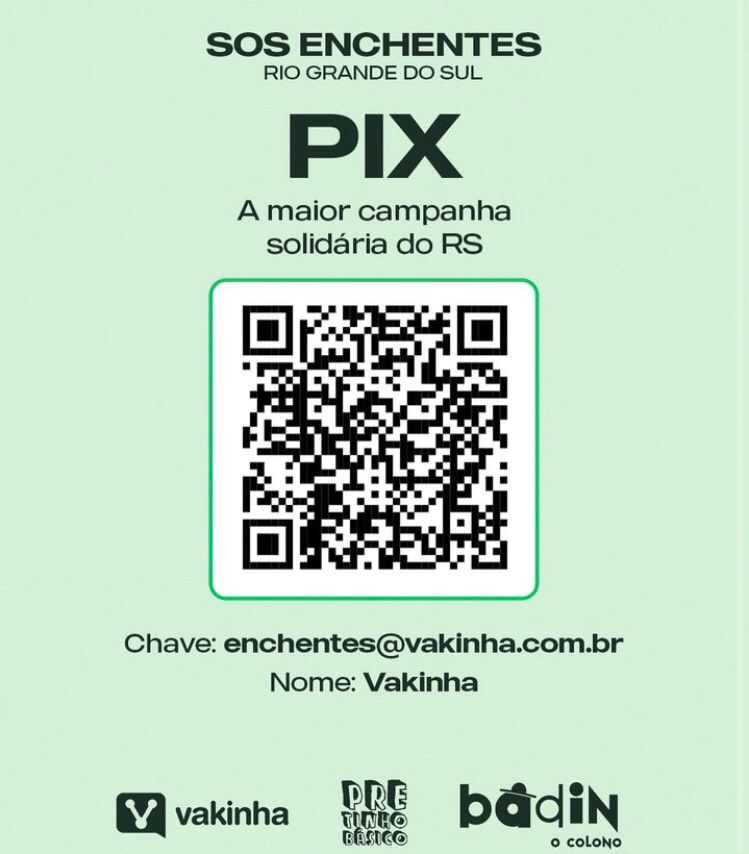 FAÇA A SUA DOAÇÃO!
O Instituto <a href="/vakinha/">Vakinha</a>, o <a href="/pretinhobasico/">pretinhobasico</a> e o <a href="/badincolono/">Badin - O Colono</a> estão juntos nessa campanha de solidariedade. 
Seu apoio faz toda a diferença na vida de quem precisa recomeçar.  

LINK: vakinha.com.br/4712837    
sua ajuda faz a diferença!