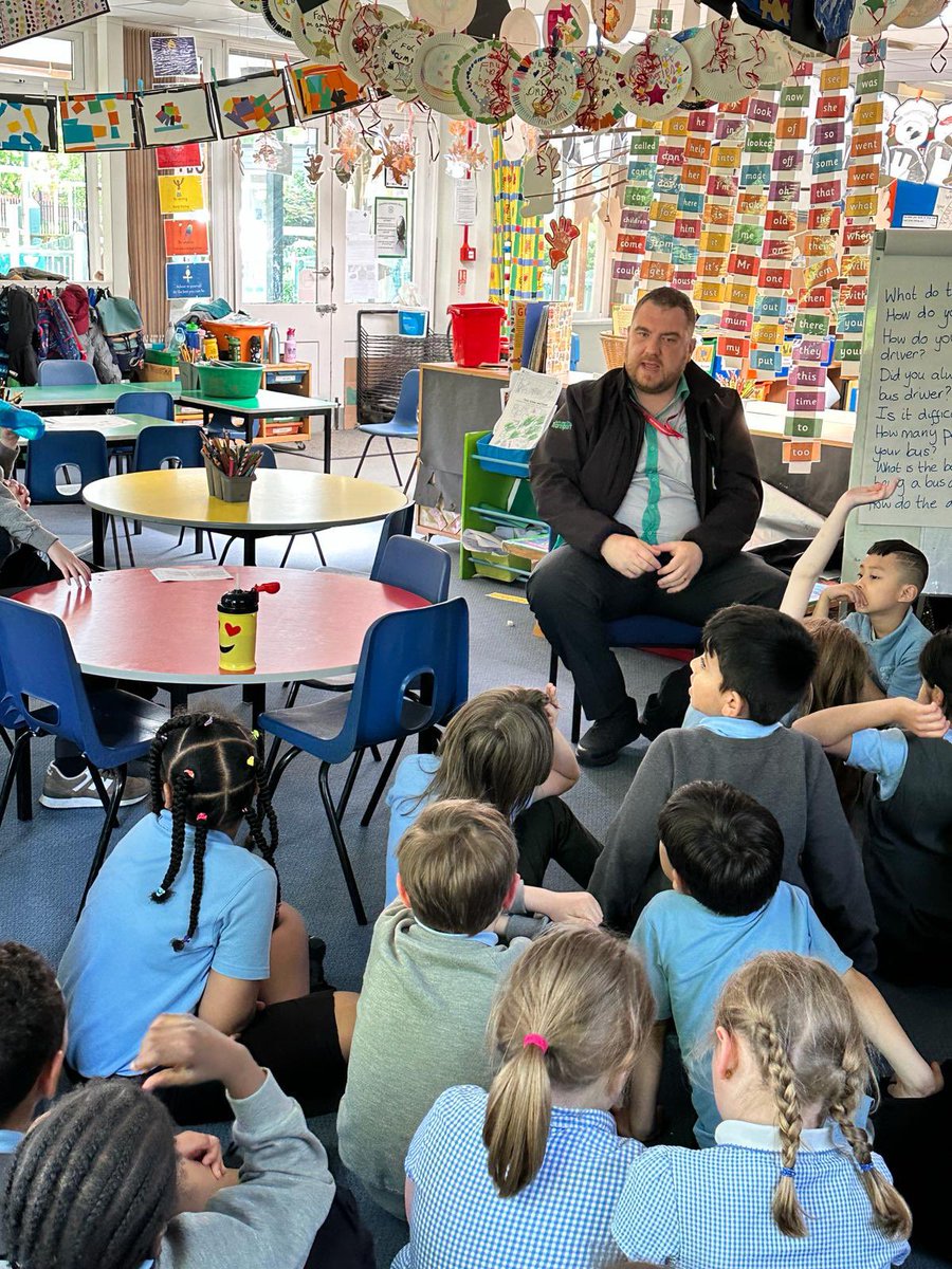 Thank you so much to Dylan for coming in to talk to Key Stage One about his job as a bus driver for the great @NCT_Buses - you were fantastic! #greenfieldscommunityschool #NottinghamCityTransport #community #transport @NST_forschools @MyMeadows_ @myNottingham