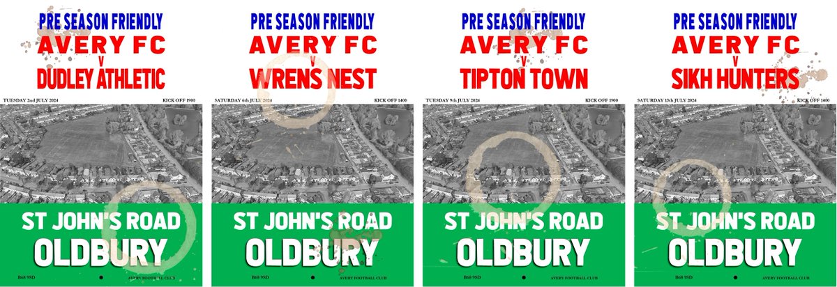 Our home pre-season schedule is complete!

 #preseason #AveryFC #grassrootsfootball #Oldbury