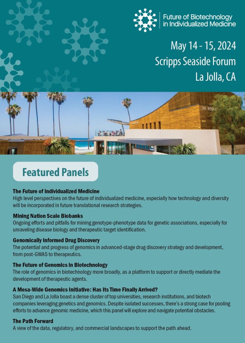 We’re a week away from the Future of Biotechnology in Individualized Medicine conference. Learn about the latest advances in genomic technologies to accelerate translational science. Use code SCRIPPS35 for 35% off your registration. web.cvent.com/event/5ffdb74b…