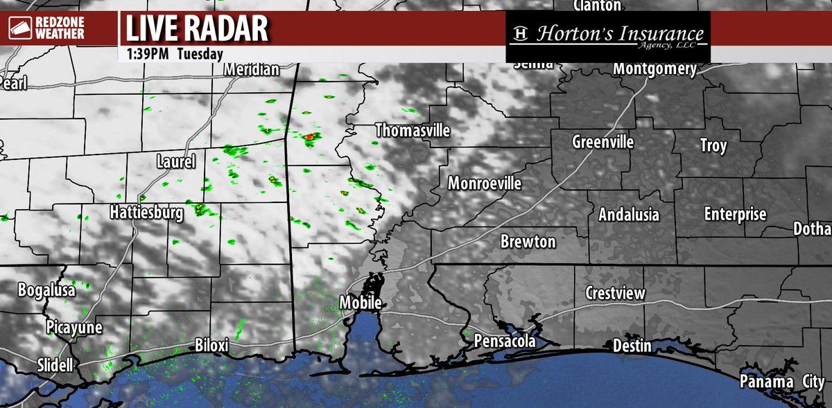 Tiny showers are developing across parts of Washington, Clarke, and Choctaw counties in west Alabama this afternoon. Most communities across the region will not have rain today. Rain returns Thursday into Friday along with a chance of a few strong storms.