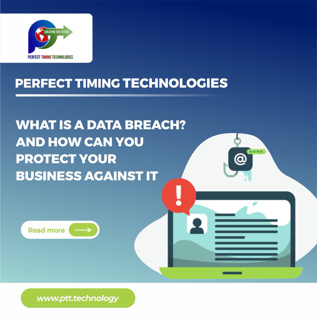 Implement essential strategies to safeguard your company's sensitive information. Learn more: ptt.technology/2024/05/06/wha…

#DataBreachPrevention #CyberSecurity #BusinessProtection #DataSecurity #IncidentResponse #NetworkSecurity #PerfectTimingHolding #PerfectTimingTechnologies