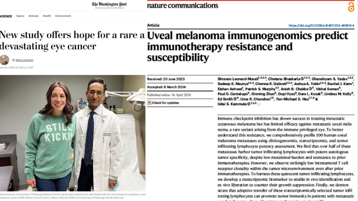 Pitt Surgery (@pittsurgery) on Twitter photo Hope on the horizon for a rare eye cancer! Our researchers uncover insights into uveal melanoma, offering new paths in treatment and understanding. Learn more <a href="/NatureComm/">NatureCommunity</a> #UvealMelanoma <a href="/AmericanCancer/">American Cancer Society</a> <a href="/AmCollSurgeons/">American College of Surgeons</a> <a href="/UPMCnews/">UPMC</a> <a href="/UPMCHillmanCC/">UPMC Hillman Cancer Center</a> <a href="/theNCI/">National Cancer Institute</a> <a href="/NCICCR_SurgOnc/">NCI Surgical Oncology</a> <a href="/UPMCnews/">UPMC</a> Hope on the horizon for a rare eye cancer! Our researchers uncover insights into uveal melanoma, offering new paths in treatment and understanding. Learn more <a href="/NatureComm/">NatureCommunity</a> #UvealMelanoma <a href="/AmericanCancer/">American Cancer Society</a> <a href="/AmCollSurgeons/">American College of Surgeons</a> <a href="/UPMCnews/">UPMC</a> <a href="/UPMCHillmanCC/">UPMC Hillman Cancer Center</a> <a href="/theNCI/">National Cancer Institute</a> <a href="/NCICCR_SurgOnc/">NCI Surgical Oncology</a> <a href="/UPMCnews/">UPMC</a>