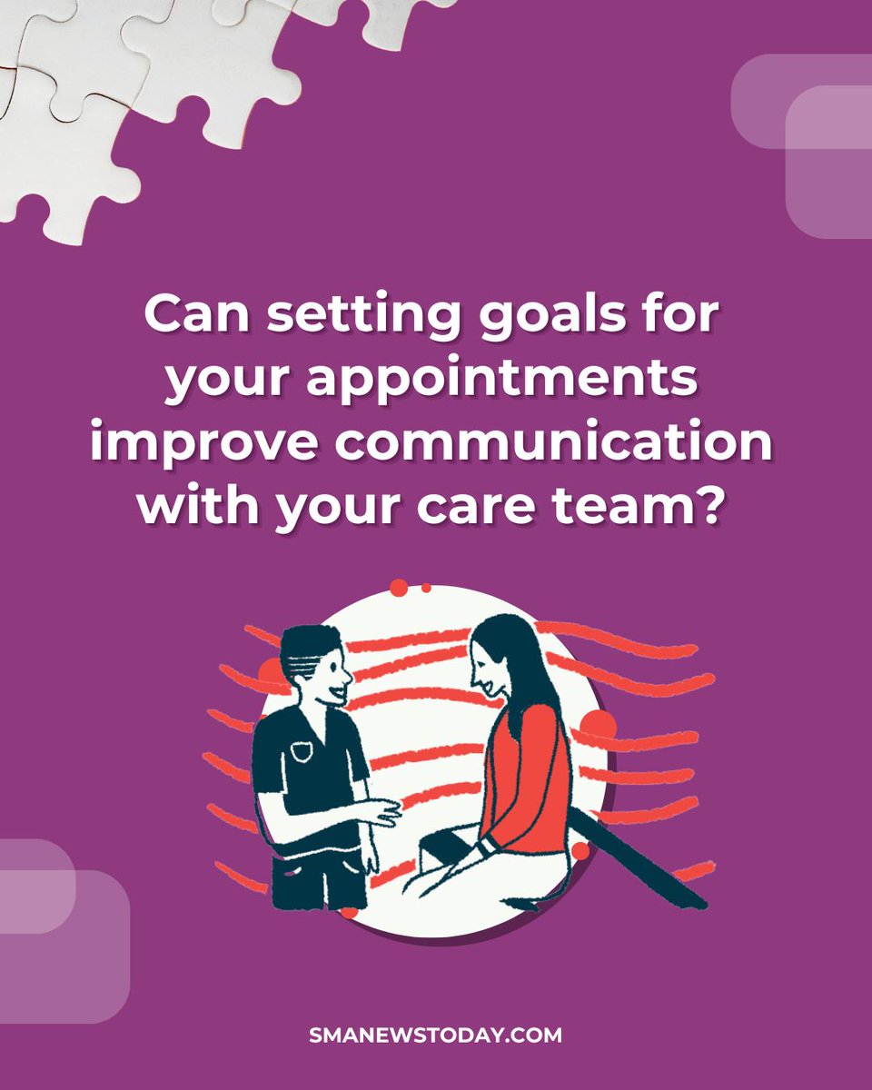 Have you thought about setting specific goals for your appointments? You may find it helps you get the most out of them. bit.ly/3UBfJHl 

#SpinalMuscularAtrophy #SMAAwareness #SMACommunity #SMALife #LivingWithSMA