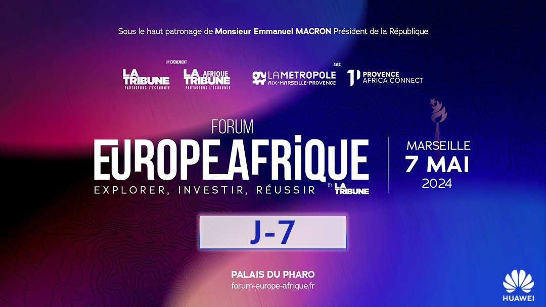 #SaveTheDate 📅 #ForumEuropeAfrique J-7 Avec une croissance économique robuste et un potentiel considérable, quelle industrie l’#Afrique doit-elle privilégier ? Comment #Huawei contribue-t-elle au développement durable du continent ? Rejoignez-nous le 7 mai à #Marseille pour…