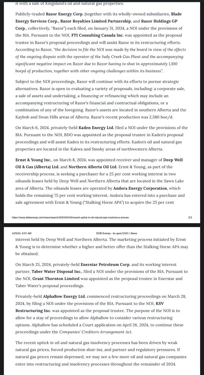 @BrianJeanAB How many bankruptcies are proceeding in Ab?! You say the @aer_news is good because “industry says so”. The industry that is going bankrupt and leaving assets like Swan Hills for the industry to address. #AERreform
sayeradvisors.com/files/document…