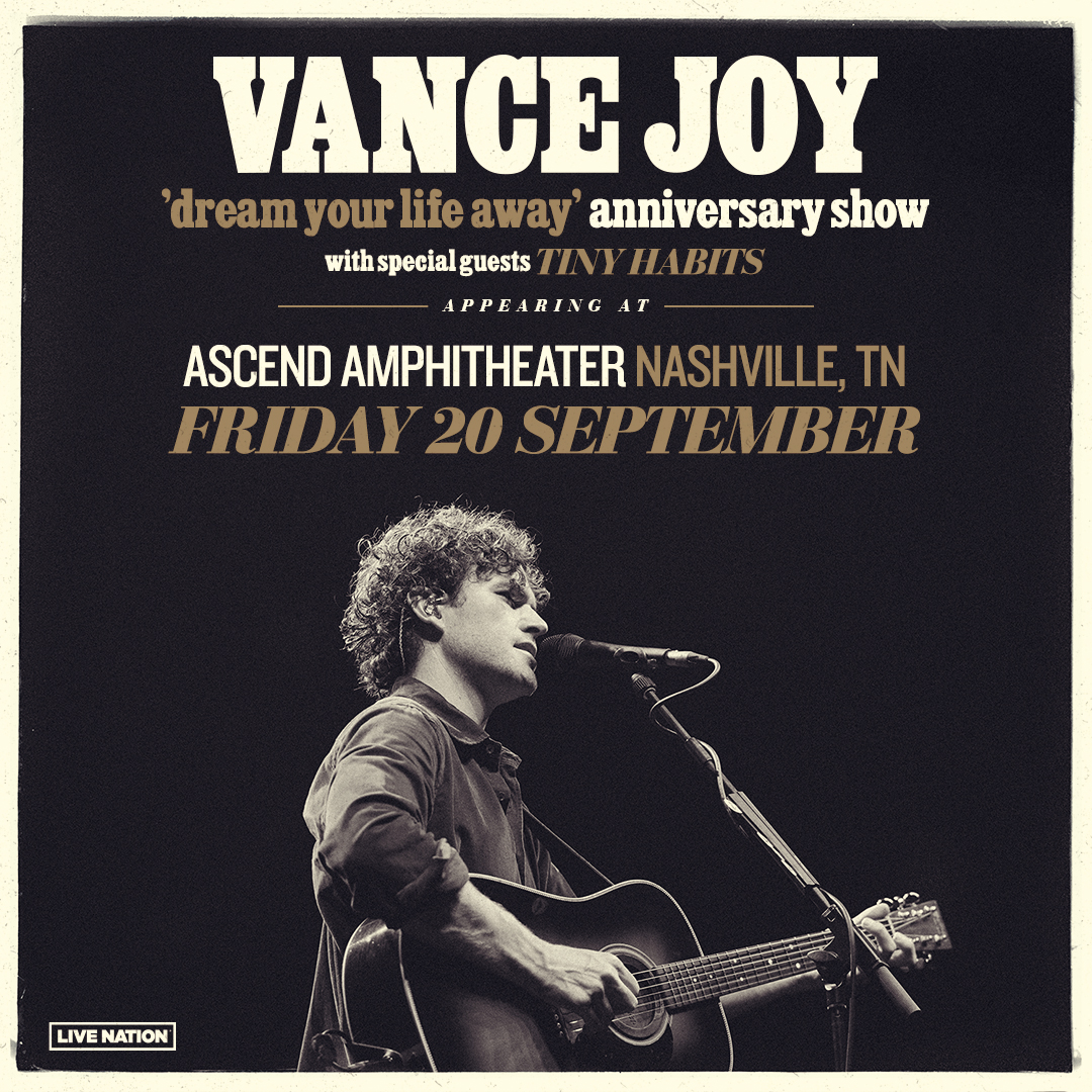 ☀️ PRESALE HAPPENING NOW ☀️ Vance Joy is coming to Ascend Amphitheater on Friday, September 20th with special guest Tiny Habits! Grab your tix, use code RIFF 🎫👉 livemu.sc/49RJIjF 🎟️ Public on sale is this Friday at 10 AM livemu.sc/3xVAiGD🎟️