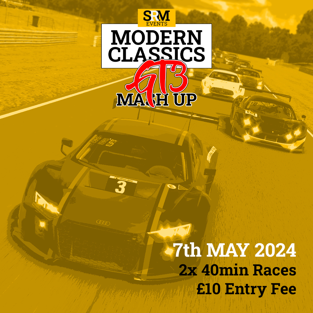 It feels strange not having the Sim Racing Magazine GT4 Challenge on our screens tonight, but don't forget that there's a special event coming up - the SRM Events Modern Classics GT3 Mash Up at the virtual Oulton Park! Sign up via chazdraycott.com/enter-a-champi…