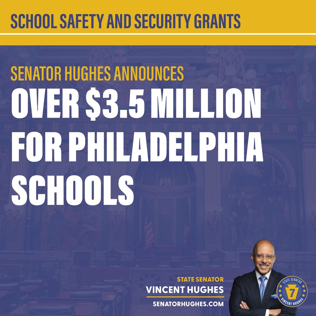 .@SenatorHughes Announces $3.5 Million in School Safety & Security Grants for Philadelphia Schools senatorhughes.com/senator-hughes…