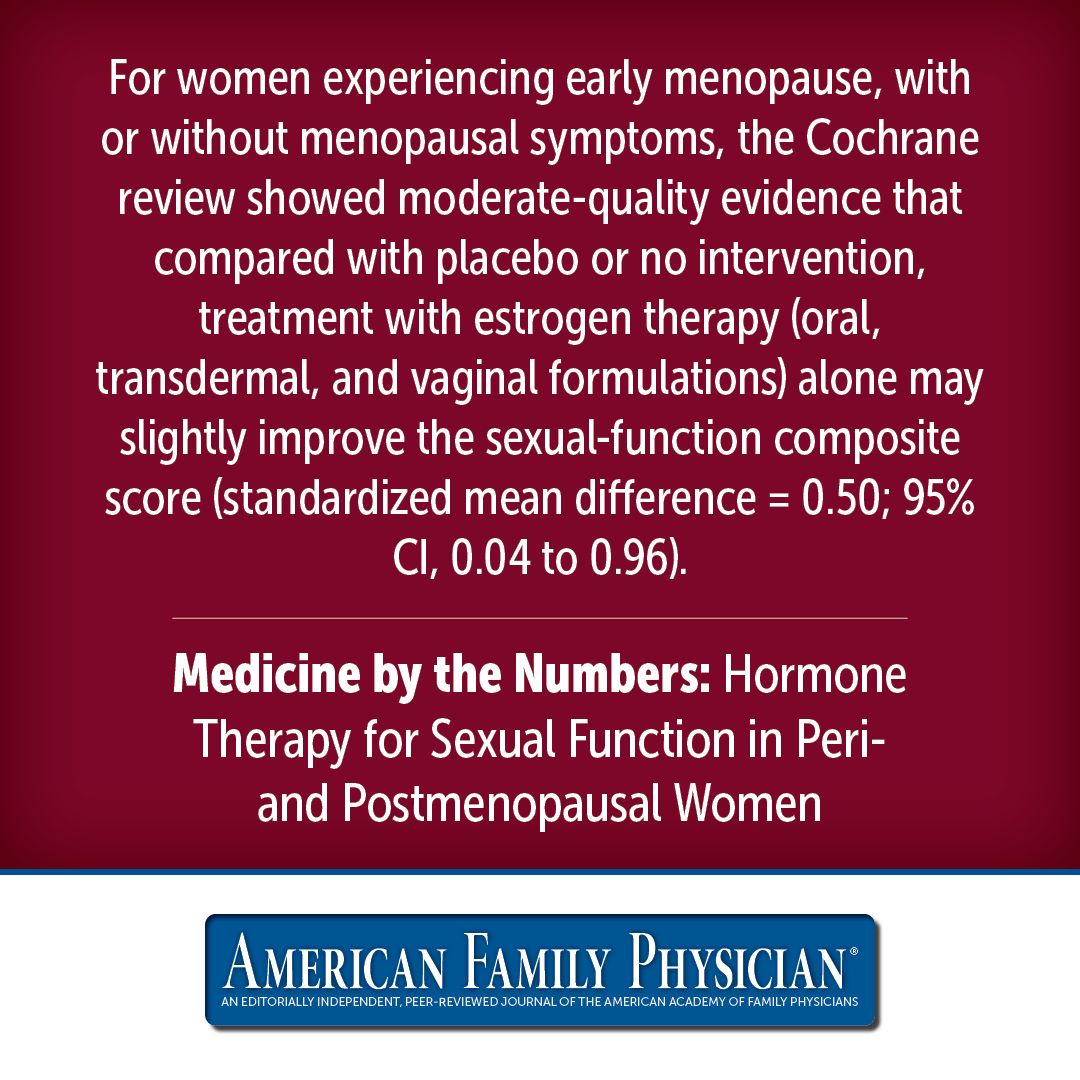 Hormone Therapy for Sexual Function in Peri- and Postmenopausal Women bit.ly/3UtU5pf #familymedicine #afpjournal #menopause
