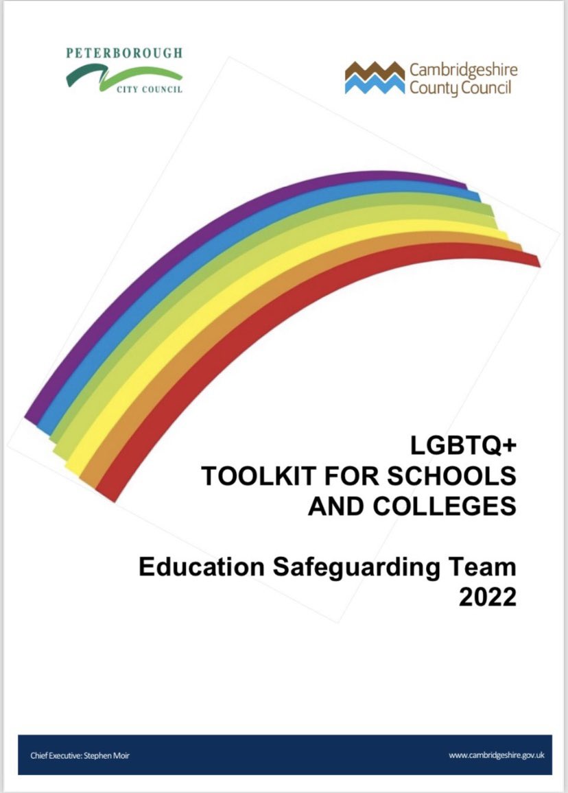 Look at this nonsense being pushed out by independent Peterborough city council It recommends the discredited Trans Inclusion Schools Toolkit by Brighton Council. You would think in light of the Cass report, that councils would know better and scrap this rubbish