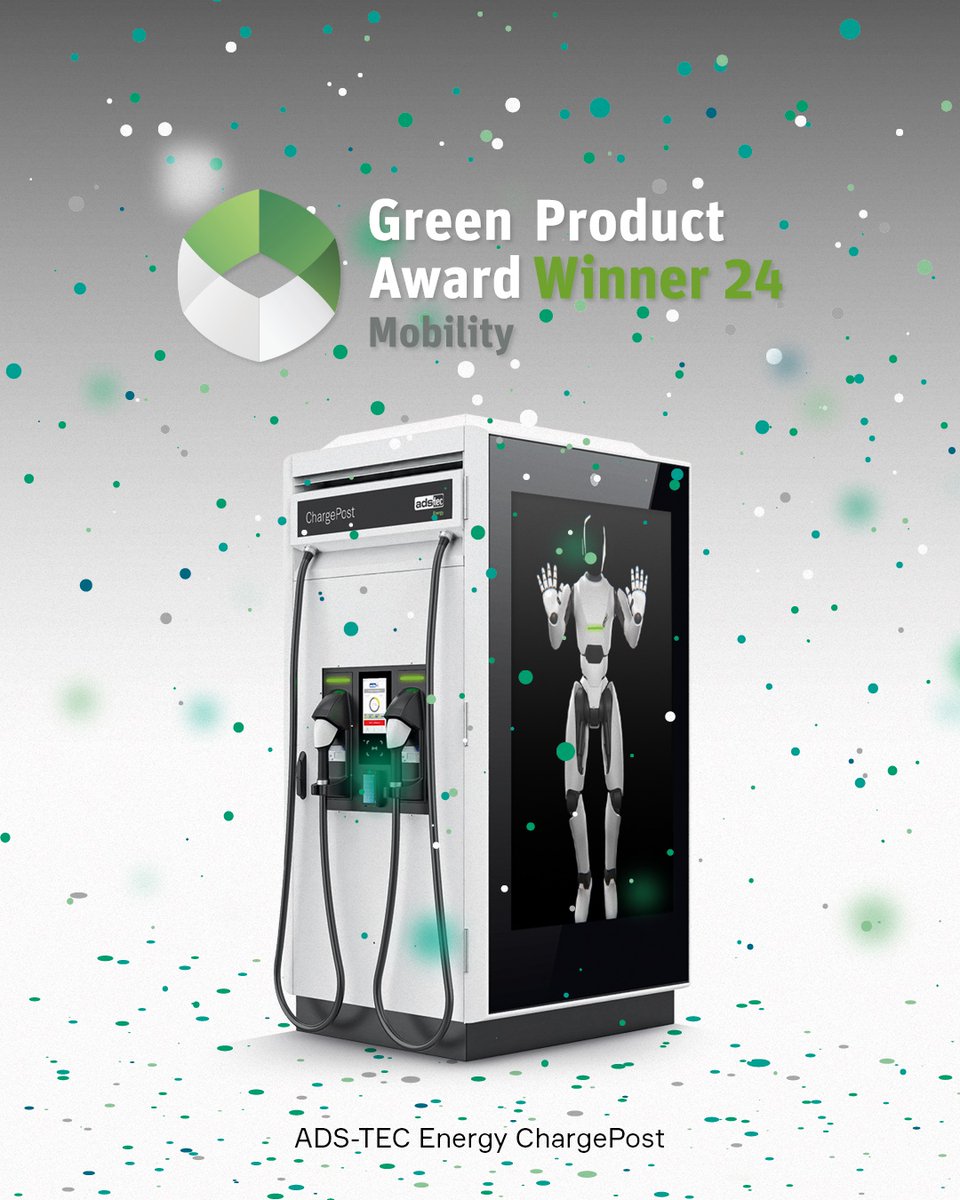 ADSTEC_Energy's tweet photo. 🌿We are thrilled to announce that #ChargePost from #ADSTECEnergy has been honored as the Green Product Award winner 2024 in the mobility category! Today, at the prestigious award ceremony in Berlin, we proudly accepted this esteemed recognition.🏆
 #WeEmpower #GreenProductAward https://t.co/yU8zH6dlIy