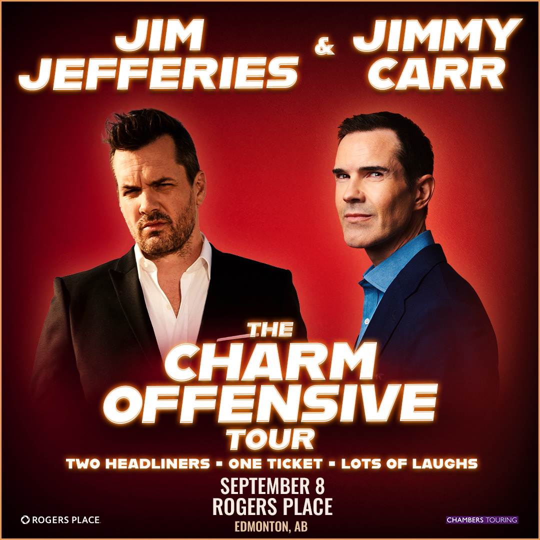 🎤 JUST ANNOUNCED!! 🎤 Comedians Jim Jefferies & Jimmy Carr are bringing The Charm Offensive Tour to #RogersPlace on September 8!! Tickets on sale Friday at 10AM! More info: rogersplace.com/JimJefferiesAn…
